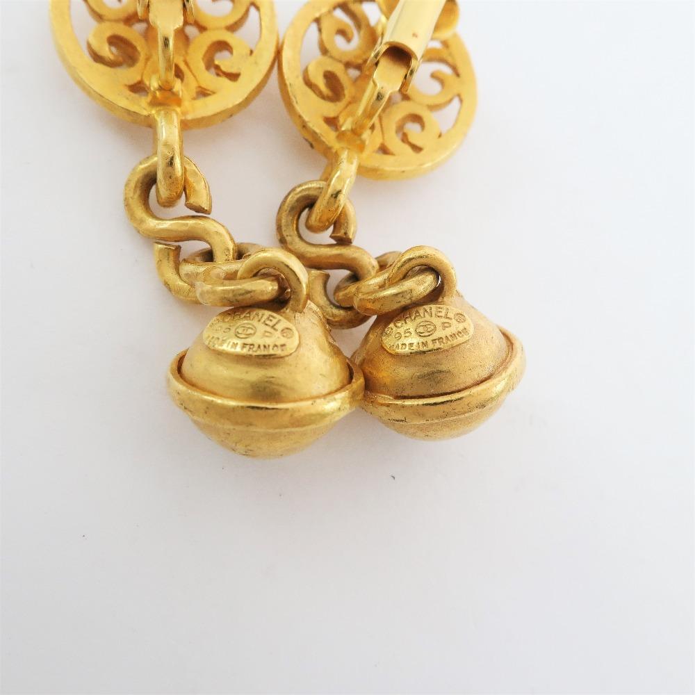 Chanel Earring Bell Plated Gold 14.2g Women Used