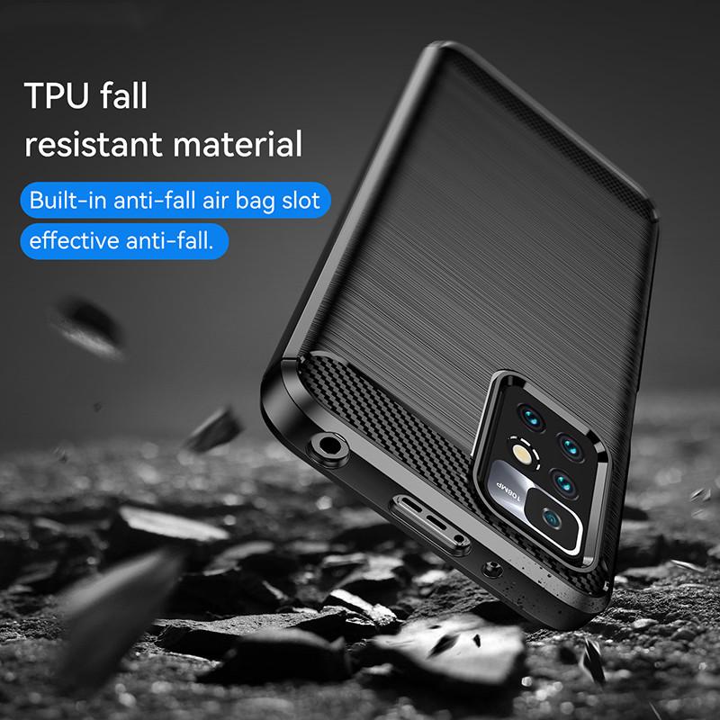 For Redmi 10 Case For Xiaomi Redmi 10 4G Cover 6.5 Inch Carbon Fiber Shockproof Silicone Bumper For Redmi 10 Prime 2022