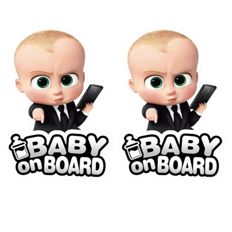 Lustiger Boss Baby Baby an Bord Aufkleber, Wasserdichte Vinyl-Aufkleber, Cartoon-Sicherheitswarnung Dekor für Auto Stoßstange Fenster