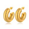 European and American High-end Stainless Steel Hollow Ear Clips, Retro Style Light Luxury Women's Simple Titanium Steel Earrings and Earrings.