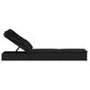 Folding Sun Lounger with Canopy Black 213x63x97 Cm Poly Rattan