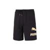 Letter Logo Print Lace-Up Straight Casual Shorts Unisex Bottoms Black 626881-01