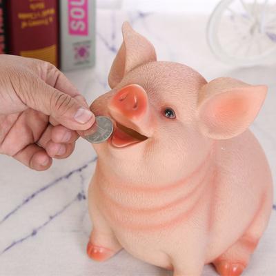 Creative Resin Pig Shaped Piggy Bank Ornament Coin Saving Box Piggy Bank Pig Statues Coin Storage Box Birthday Gifts