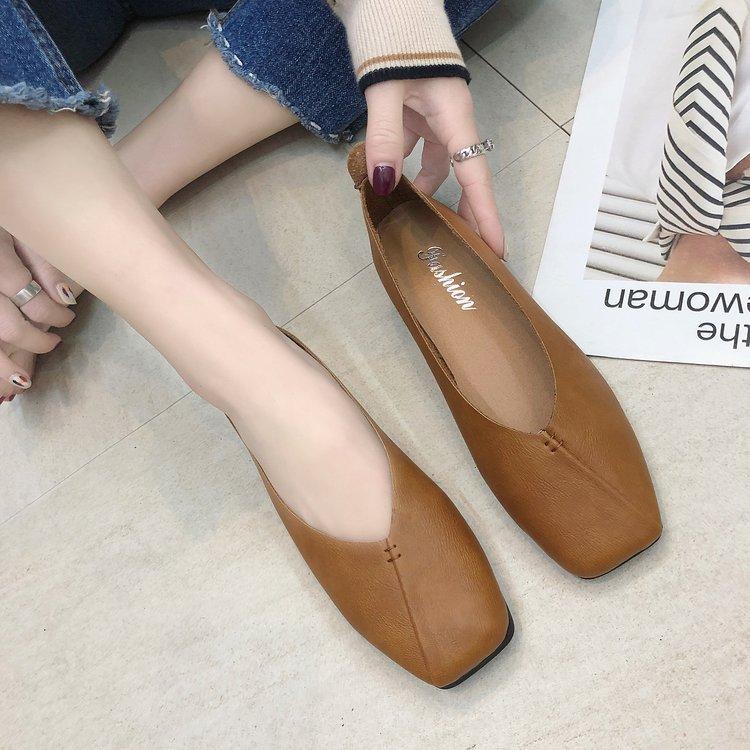 Single Shoes Women 'S New Women 'S Flat Shoes Square Toe Shallow Mouth Grandma Shoes Soft Bottom Beanie Shoes Women 'S Shoes