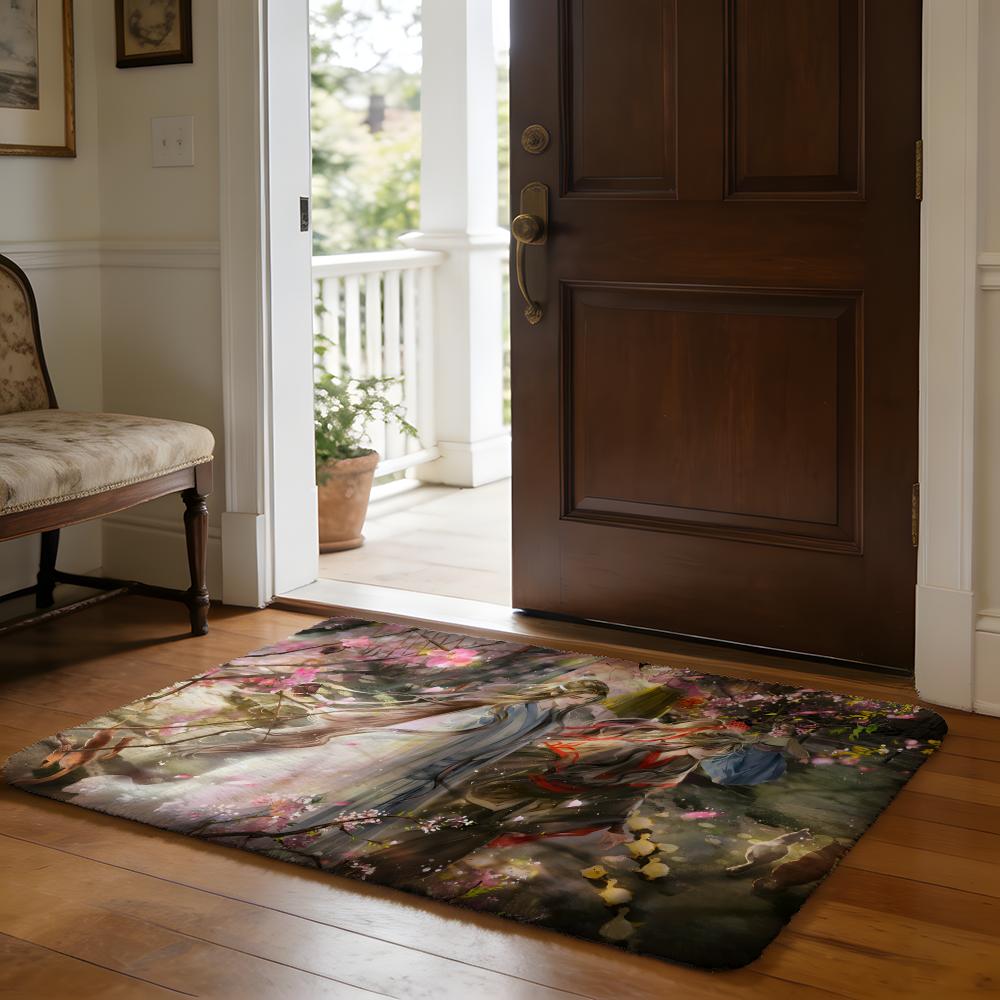 Floor Mat Soft Flannel Rug Non Slip Absorbent Mat for Bathroom Bedroom Home Decor Bee Botanical