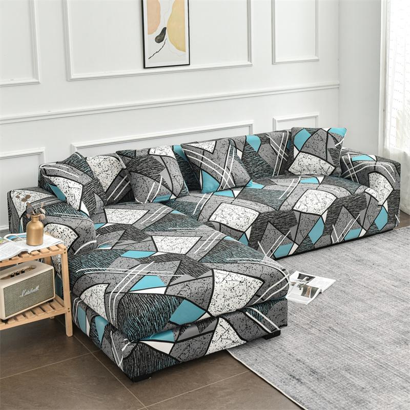 Elasticated Sofa Covers for Living Room Spandex Chaise Longue Corner Armchair Cover Cushion Couch Furniture 190-230cm Slipcovers