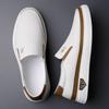 Mode Neu 2025 Herren Echte Leder Freizeit Sneaker Frühling Sommer Mode Slip-On Weiße Schuhe Weiche Sohle Bequem für den Alltag