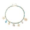 Seashells Starfish Sun Charm Necklace Everyday Jewelry Delicate Chain Summer Beach Accessory for Women Girls