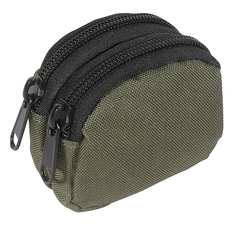 Nylon Double Zipper Pocket Coin Purse Men Outdoor Pouch Lightweight Small Card Holder Keys Storage Belt Waist Bag