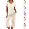 Women's Printed Two Piece Short Sleeve Pajama Set with Pants for Casual Sleepwear