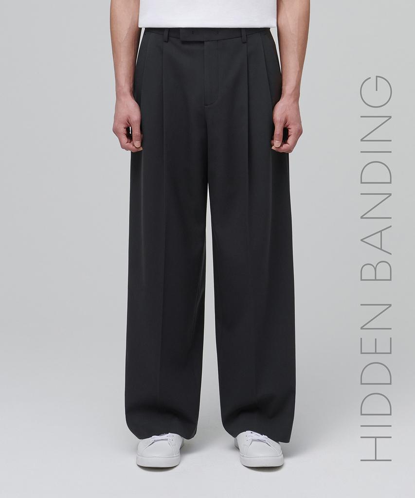 MUSINSA STANDARD Super Wide Hidden Banding Slacks [Dark Gray]
