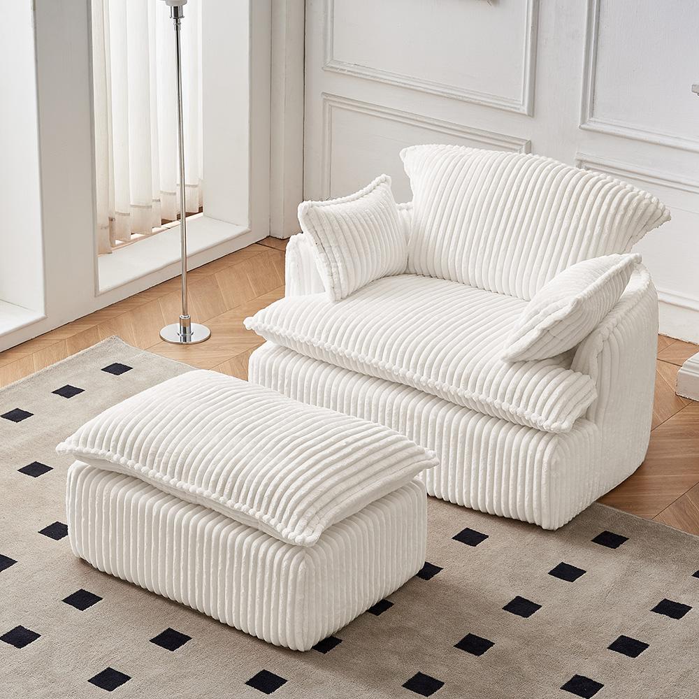 Soft single sofa with backrest and armrests, made of flannel and 30D high-resilience foam