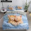 Parure de lit avec housse de couette et taie d'oreiller en polyester doux, motif de chats mignons imprimés en 3D, pour lit double, Queen, King, double