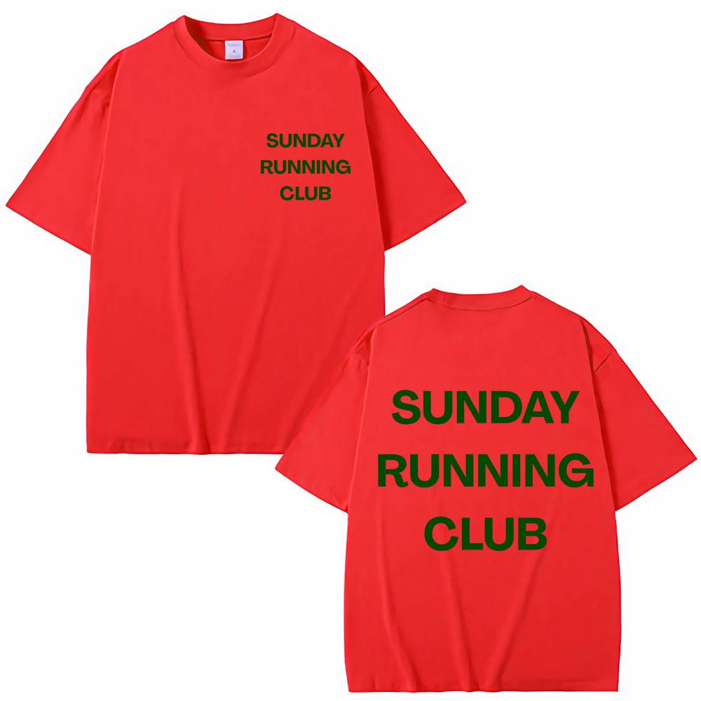 Sonntags Laufclub Grafik T-Shirt Herren Damen Sportliche Jogging T-Shirts Oversized Atmungsaktives Baumwoll Casual T-Shirt Streetwear