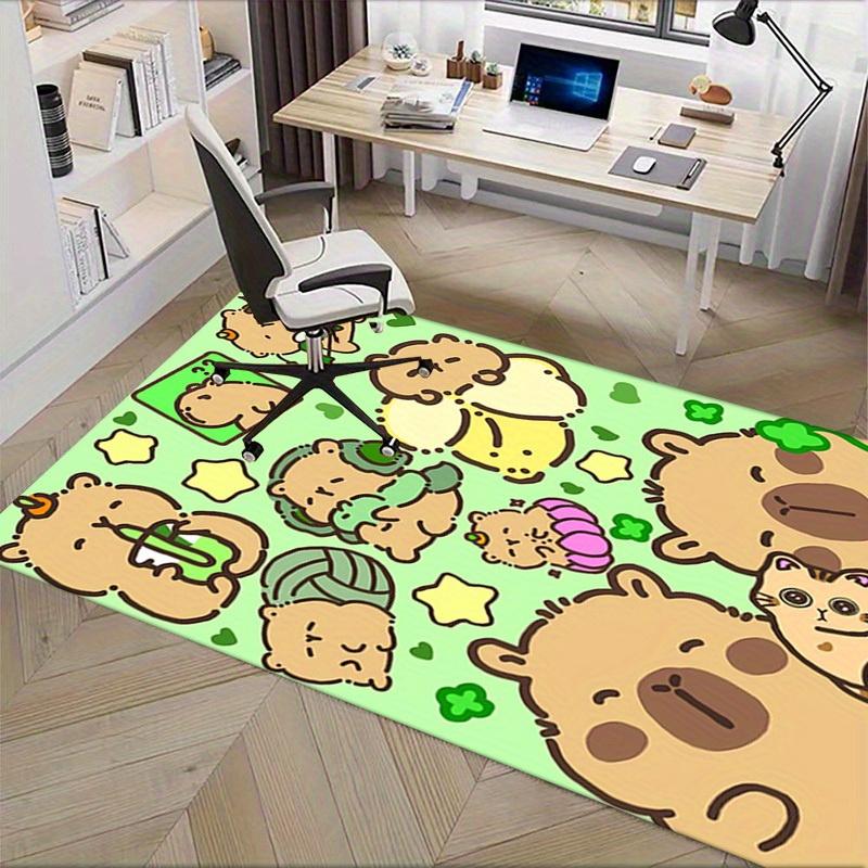 1pc Capybara,Cartoon Characters,Playful Scene Office Carpet Soft Polyester Non Slip Machine Washable
