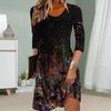 Women Casual Dress Autumn Dyestuff Print Dresses For Women O-neck Short Sleeve Dress Plus Size