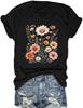 Women Wildflower T Shirts Vintage Boho Floral Shirt Cute Graphic Tees Vintage Short Sleeve Tops