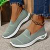 2025 Breathable Wedge Heel Loafers Women Spring Summer Slip On Knitted Sports Shoes Woman Anti Slip Soft Sole Walking Shoes Lady