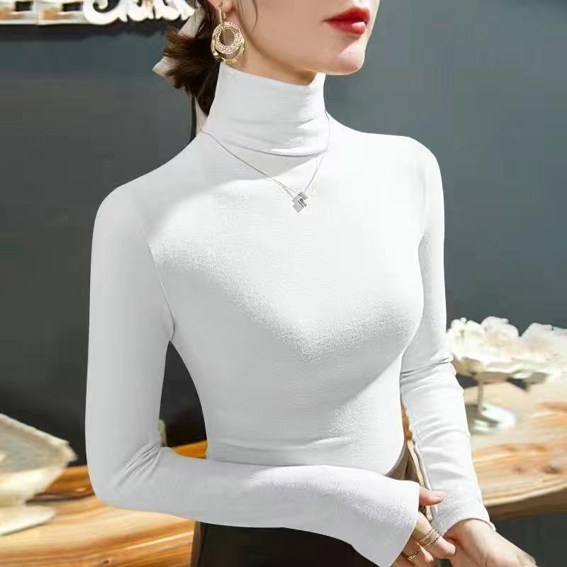 Chemisier chaud pour femme, pull à col roulé, chemise à fond épais, hiver