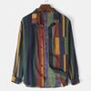 Men's Casual Striped Long Sleeve Lapel Shirt