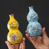 Keramische vaas in Chinese stijl met emaille kalebas, woonkamerdecoratie, bloemenvaas, decoratieve vaas voor op bureau