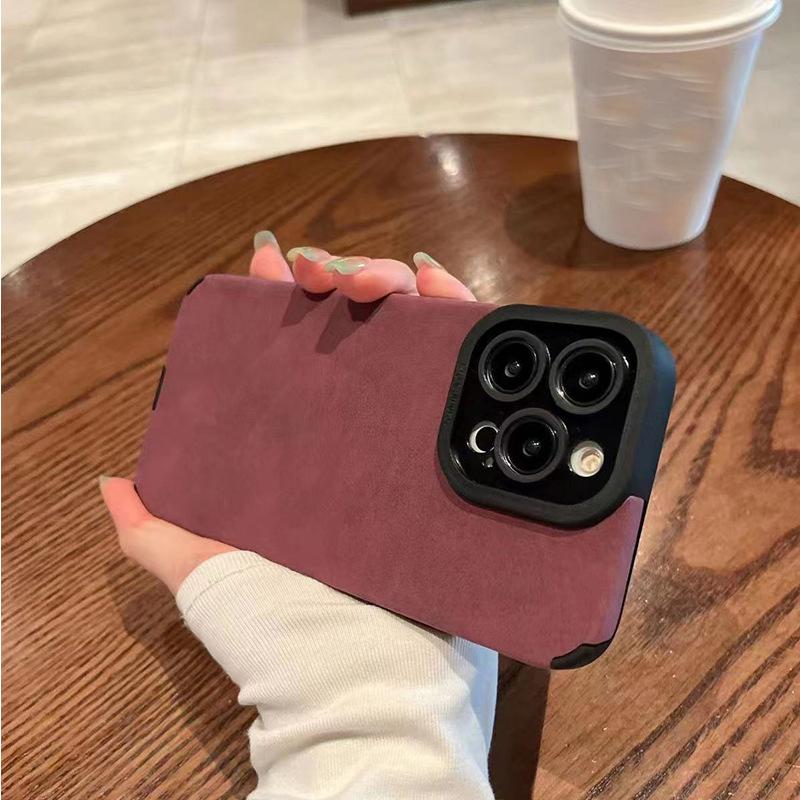 Suede Plush Leather Case For iPhone 15 14 Pro 13 12 11 Pro Max XR XS X 7 8 Plus SE 2022 Luxury Silicon Shockproof Lens Protector Cover