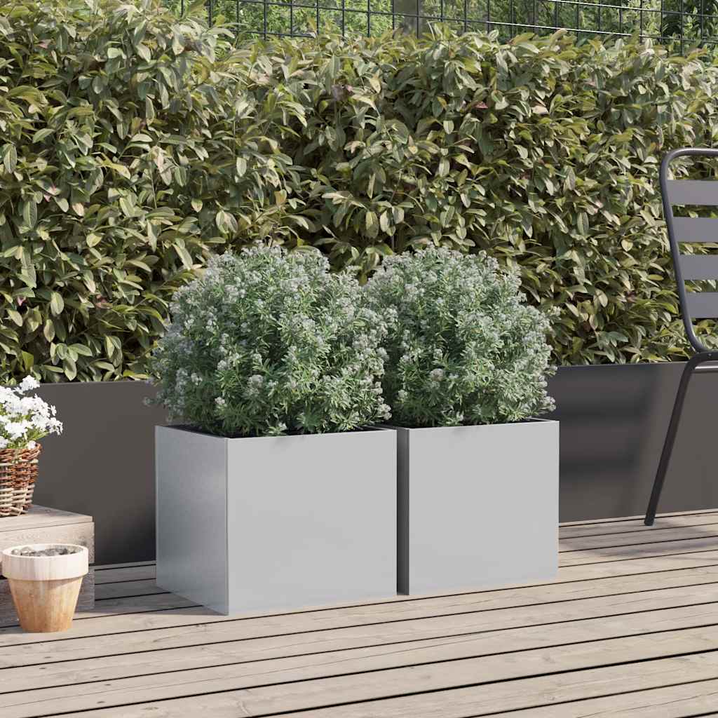 Planters 2 Pcs Silver 32 X 30 X 29 Cm Galvanized Steel