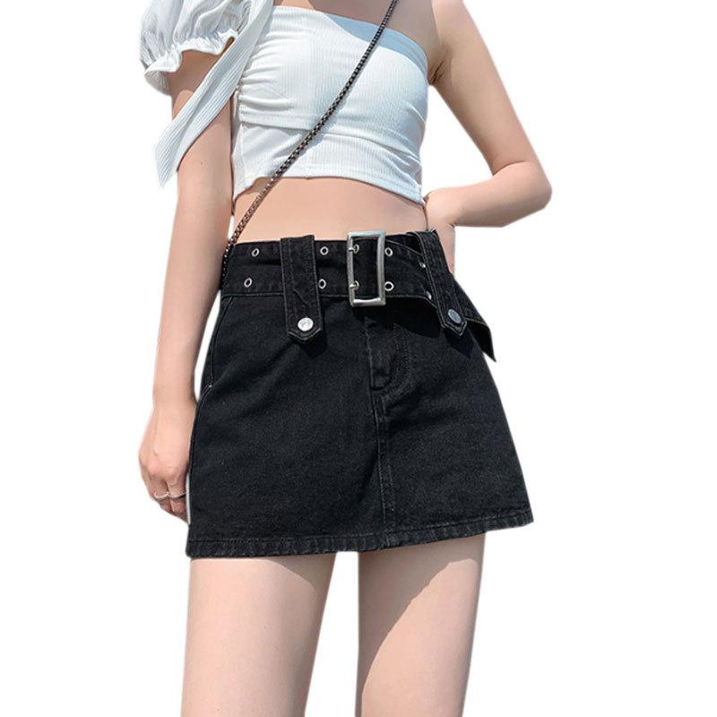 Classic Versatile Wearable Durable Black High-waisted Skirt Thin Sexy A-line Bustier Pants Package Hip Skirt Ladies Summer Fashion Denim Short Skirt