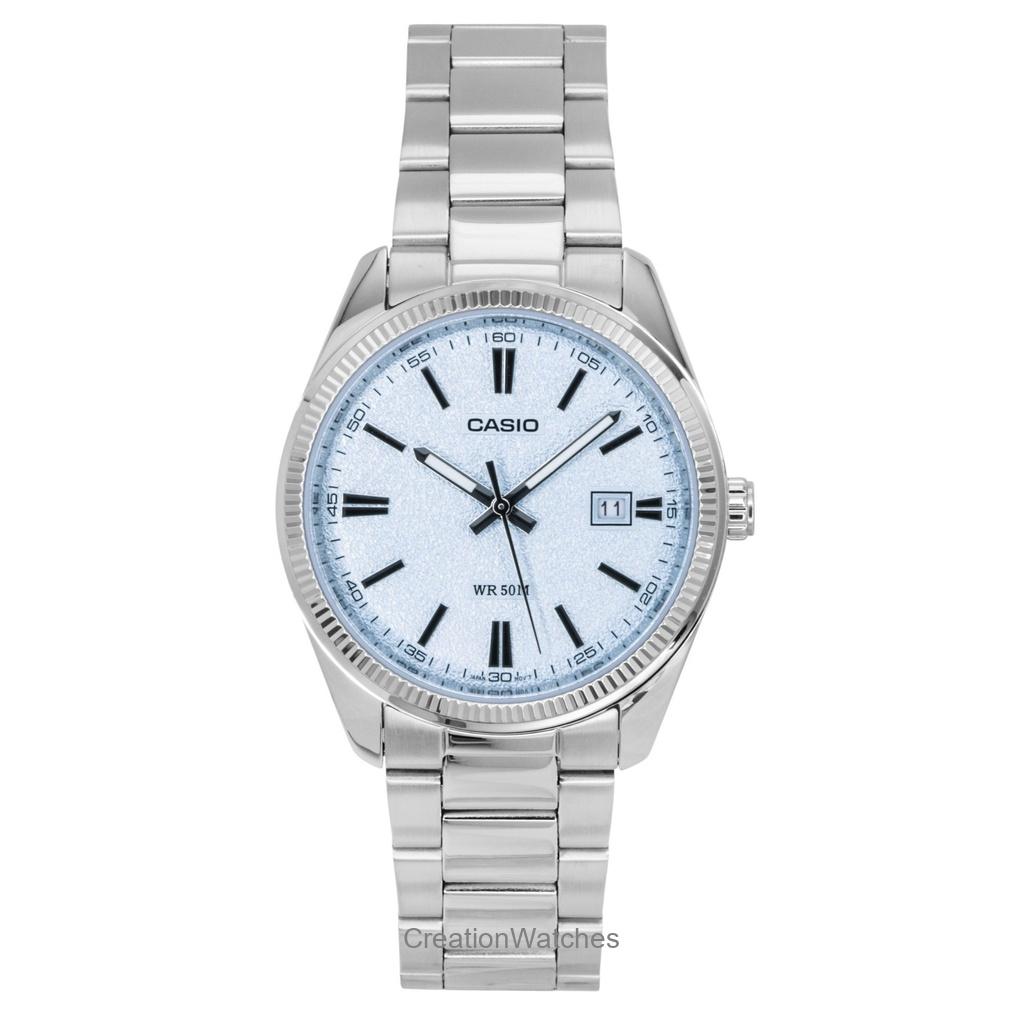 Casio Standard Analog Edelstahl Hellblaues Zifferblatt Quarz MTP-1302DA-2A2V Herrenuhr