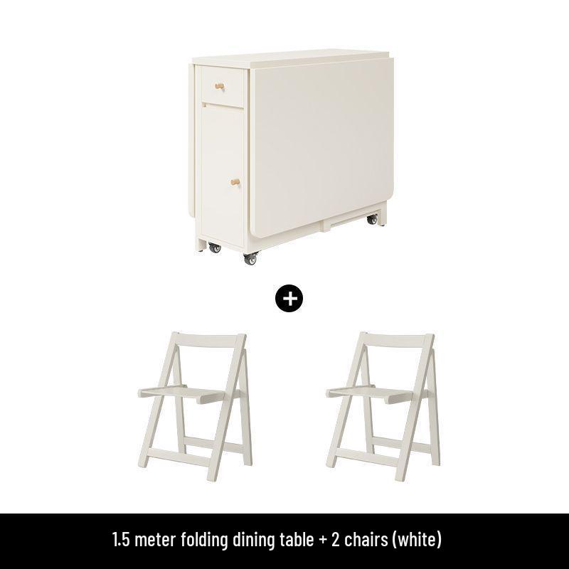Cream Style Foldable Dining Table and Chair Set - Simple, Multi-Functional, Portable Furniture for Home