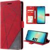 Case for Samsung Galaxy A27 5G, Flip Case 360 Degree Protection PU Leather Striped Pattern - Red