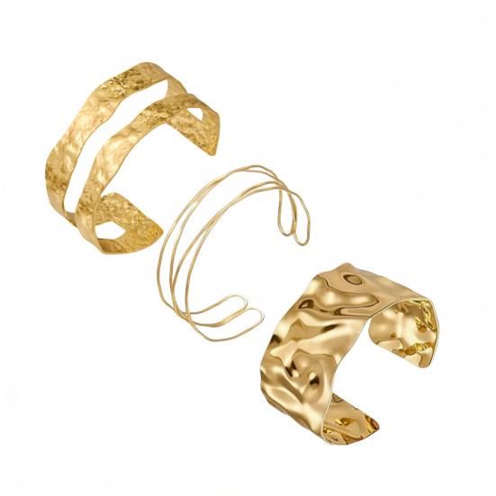 3 Stück/Set Armbänder, C-förmige verstellbare offene Armreifen, Metall galvanisierte stapelbare Armmanschetten, Metall galvanisierte Armbänder für Damen