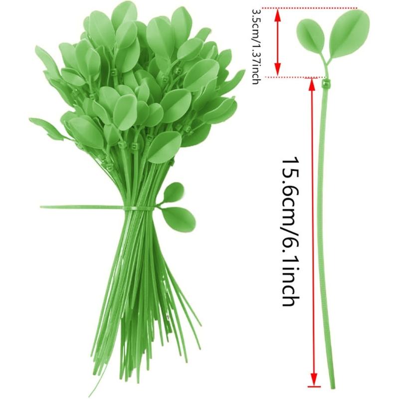 Leaf Shape Green Nylon Zip Ties for Garden Plant Support and Decoration Reusable Weather Resistant for Indoor Outdoor Use