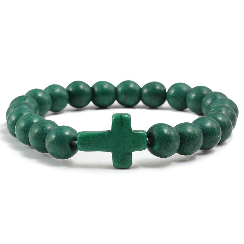 Fashion Beanty Prayer 1PC Cross Handmade Charm Matte Jewelry Gift Men Women Bracelet Beaded Bracelets Natural Stone
