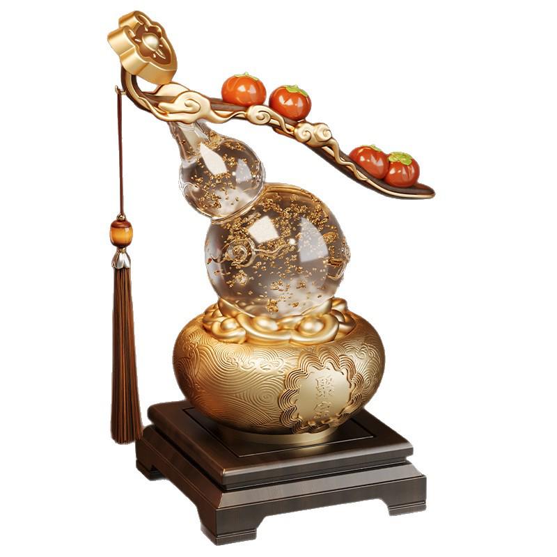 Elegant Chinese Persimmon Gourd Ornament: Luxury Home Décor for Living Room, Wine Cabinet, or Foyer