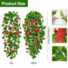 Artificial Hanging Flowers for Outdoors, Fake Hanging Plants Pothos Vines with Purple Flowers for Wall Home Living Room Indoor Outdoor Decor