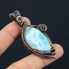 Larimar-Edelstein, Kupferdraht, handgefertigter Anhänger, Schmuck, Geschenk