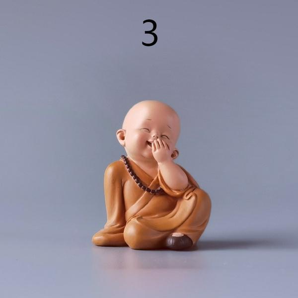 Small Cute Buddha Statue Monk Chinese Style Resin Handicrafts Figurine Ornament Home Decor