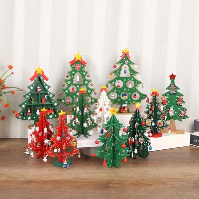 2025 Christmas Tree Children's Handmade DIY Stereo Wooden Christmas Tree Scene Layout Christmas Decorations Ornaments Hot
