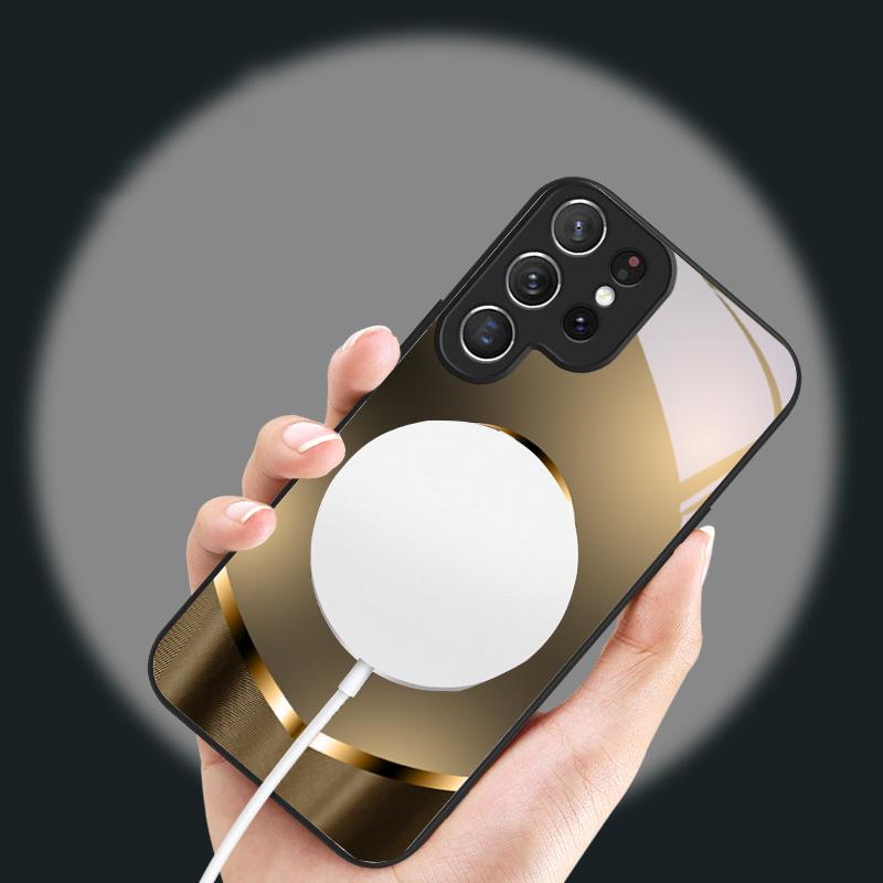 Golden Gradient Dragon For Samsung S26 S20Ultra S21 Pro S22 Plus S23 FE S24 Ultra S25 Edge  For  Magsafe Glass Phone Case