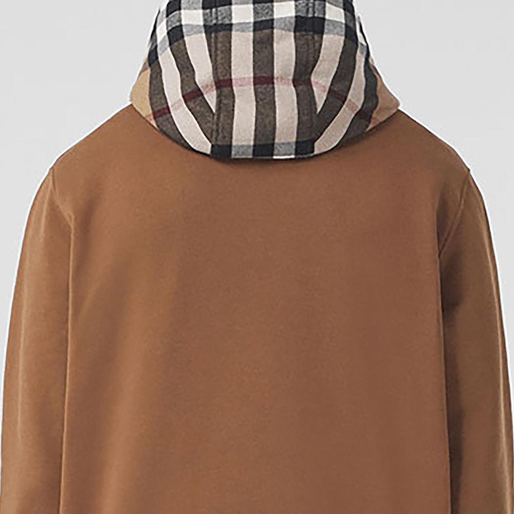 Burberry Check Hood Cotton Blend Hoodie 80475201