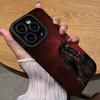 Red Background Black Horse Pattern Phone Case Suitable for iPhone 17 16 15 14 13 12 11 Pro/Max/Plus Anti Drop and Shockproof
