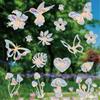 Butterfly Window Sticker Mushroom Leaf Stained Rainbow Prism Glass Wall Sticker Kids Room Home Decoration Christmas