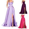 Women's Prom Dress Spaghetti Strap Sleeveless Formal Maxi Dress Halter Backless Side