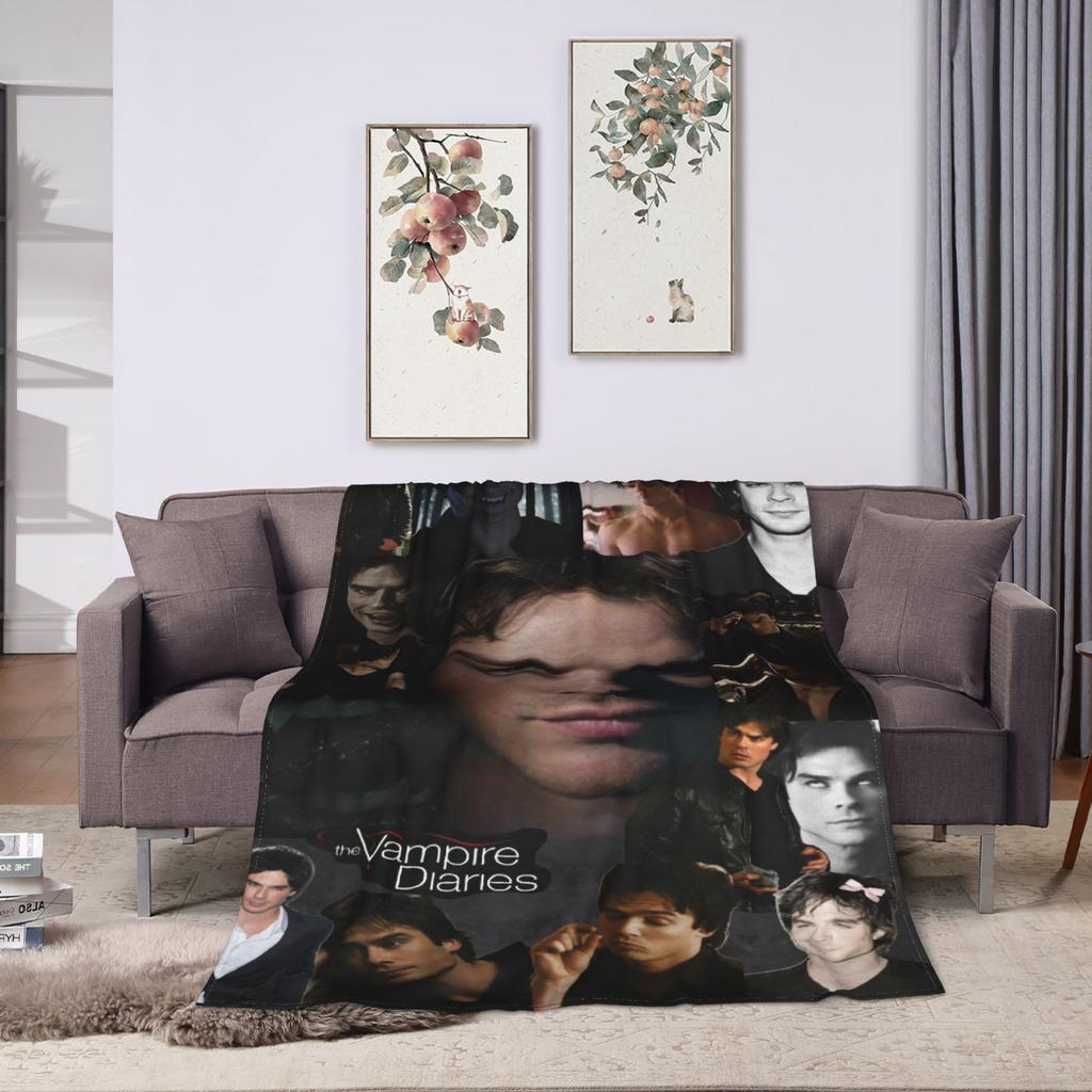 The Vampire Diaries Damon Salvatore TV-Serie Flanelldecken Warme Überwurfdecke für Sofa Bett Reisebettdecke Sofabettbezug