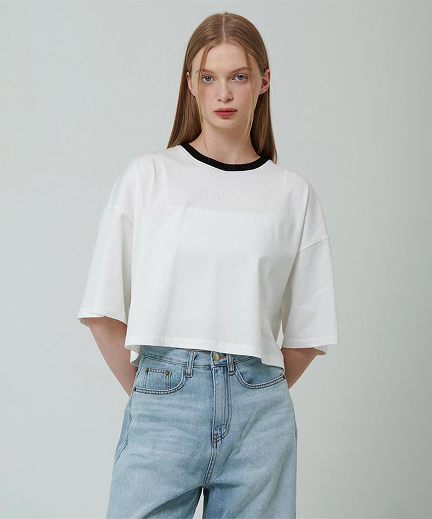 PINBLACK Logo Crop T-Shirt White