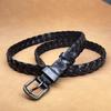 Curea Vintage Țesută Manual din Piele Naturală de Vacă Tăbăcită Vegetal Accesorii Curea Cataramă cu Pârghie Piele de Vacă Strat Superior