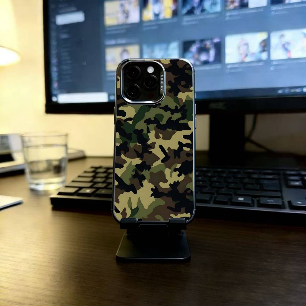 F-Fashion C-Camouflage Phone Case For iPhone 17,16,15,14,13,12,11 Plus,Pro Max,XS,Colorful Silver Phone Case Funda Cover