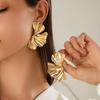 Salircon Gothic Thick Metal Half Ginkgo Leaf Stud Earrings Fashion Irregular Geometry Earrings Women's Elegant Ear Jewelry