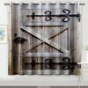 Retro Stylish Printing Wooden Door Style Light-Filtering Curtains,Vintage Decorative Elements Curtain for Living Room Bedroom
